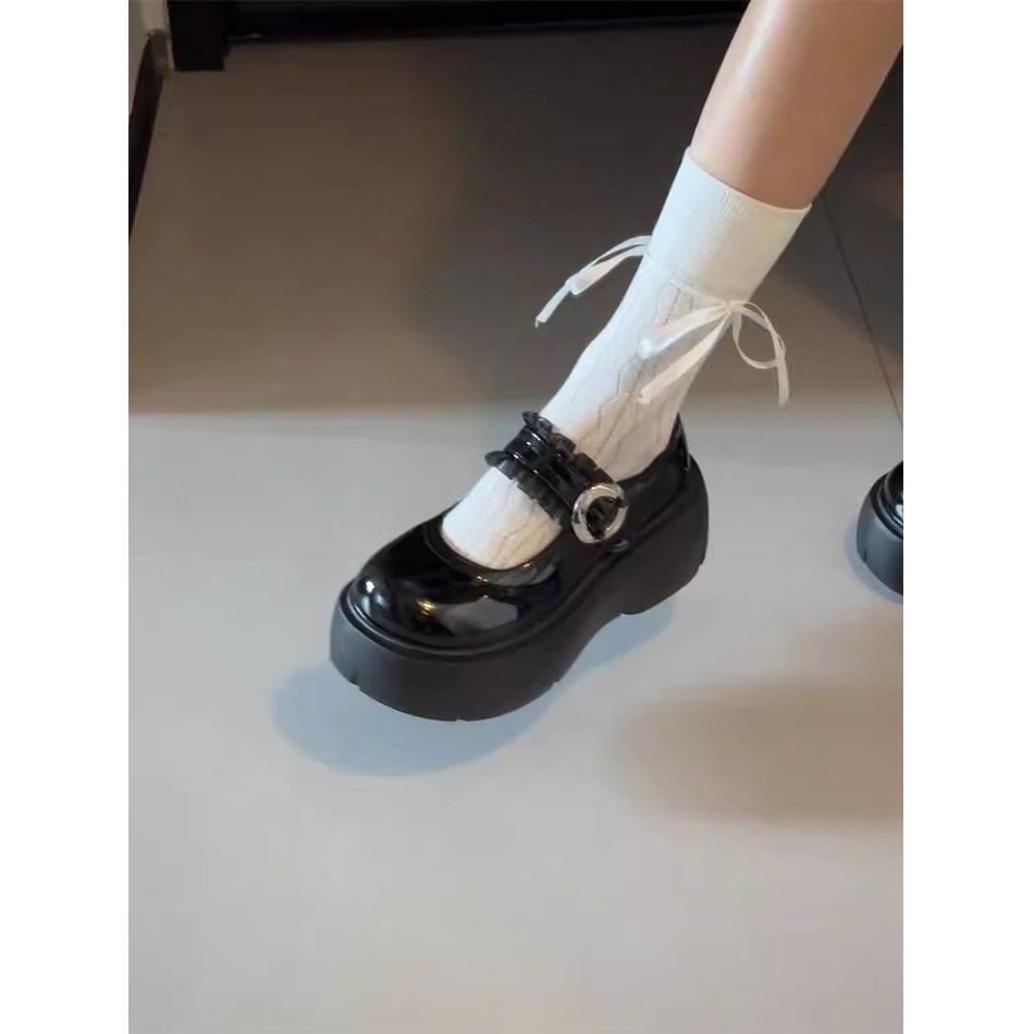 厚底百搭配裙子jk小皮鞋白色法式英伦风玛丽珍单鞋女2025秋夏新款