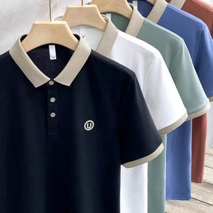 刺绣polo衫 工衣 男高级感t恤潮牌大码 工作服青年商务纯棉翻领短袖