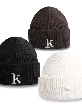 Kith 基础刺绣K毛线帽冬季保暖潮牌男女针织包头帽街头情侣冷帽子