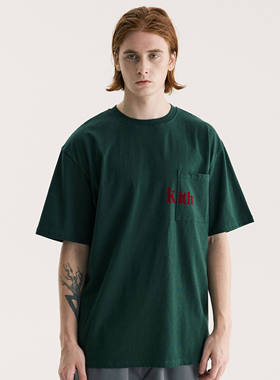 KITH美潮植绒口袋短袖夏新男女同款纯棉T恤圆领套头上衣休闲宽松