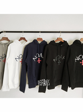 NOAh连帽加绒套头男女情侣defans同款黑魂初代十字帽衫简约卫衣