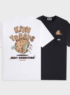 KITH 25SS发泡甜点巧克力夹心饼干字母口袋短袖男女休闲宽松T恤潮