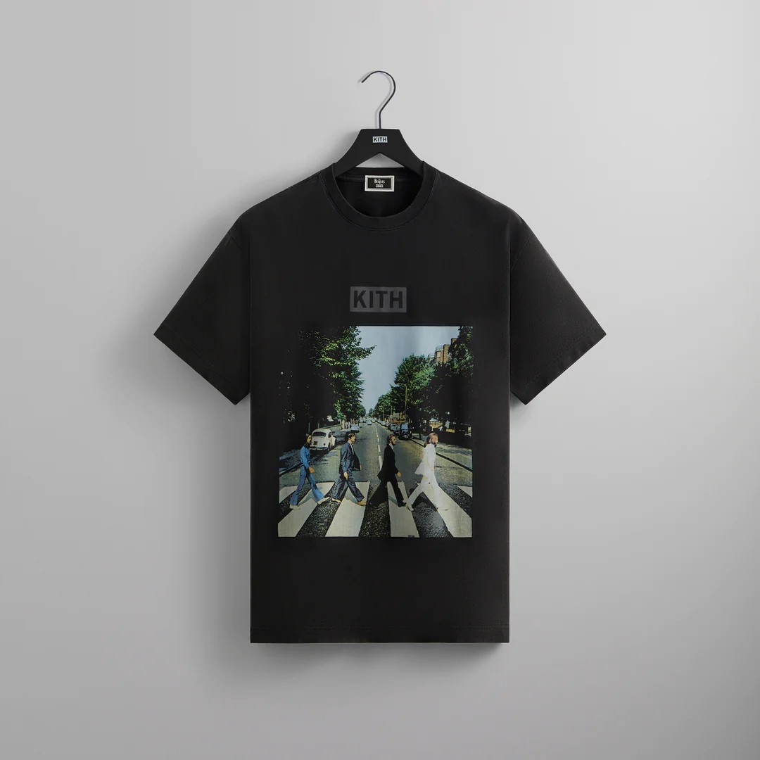 kith 联名the beatles 披头士甲壳虫乐队斑马线vintage复古短袖男