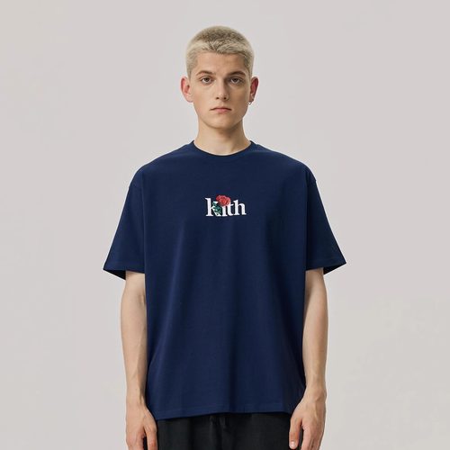 KITH短袖美式情侣款玫瑰印花
