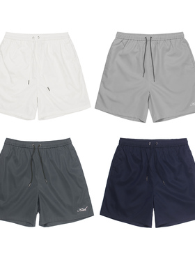 KITH 24ss 内衬网眼刺绣休闲沙滩裤男宽松速干五分裤抽绳运动短裤