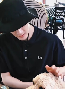 KITH 檀健次亨利领T恤美式潮牌学院风凉感冰皮男夏季宽松休闲短袖