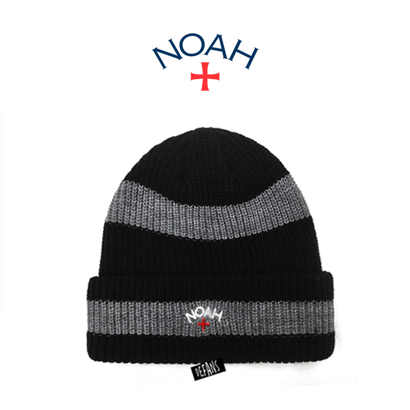 defans noah CORE LOGO BEANIE 条纹毛线帽男十字刺绣针织冷帽 女 服饰配件/皮带/帽子/围巾 帽子 原图主图