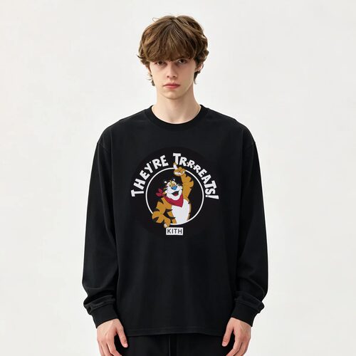 KITH treats卡通虎印花长袖T恤男潮牌秋季宽松纯棉打底衫圆领上衣