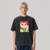 Osaka大阪开业限定招财猫可爱印花短袖 KITH 25SS 水洗T恤纯棉Tee