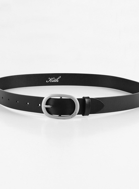 KITH纯牛皮潮流高级感cleanfit复古百搭商务休闲针扣皮带男士亚光