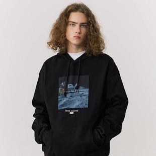 KITH连帽毛圈阿波罗登月球卫衣男女情侣同款 简约卫衣 美潮高街帽衫