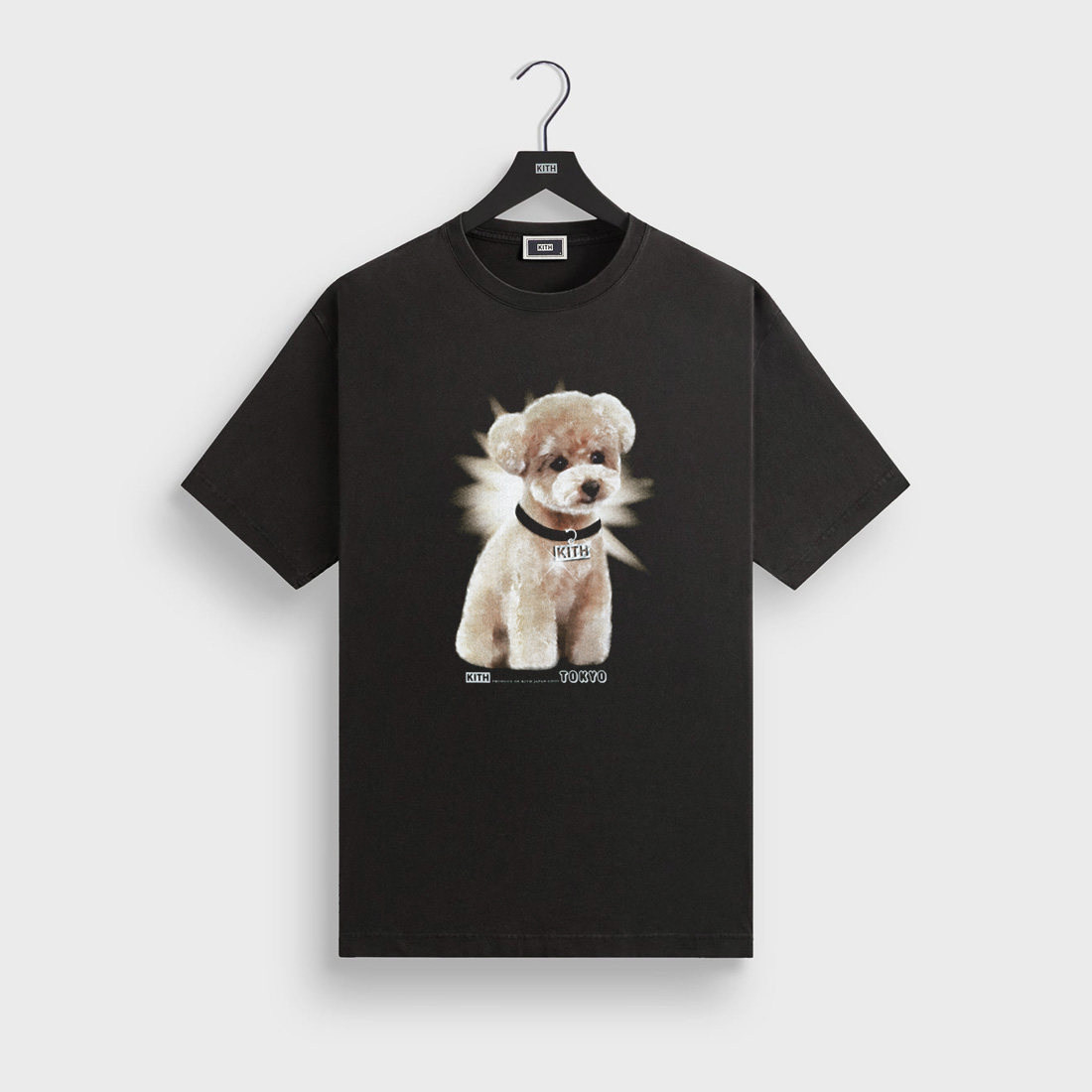 KITH 26SS 东京限定Tee小狗印花纯棉休闲男水洗做旧短袖复古女T恤