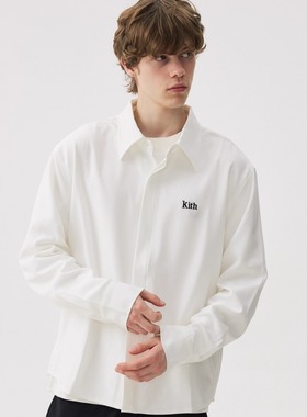KITH长袖衬衫男黑色高级感痞帅秋季内搭宽松纯白廓形cityboy衬衣