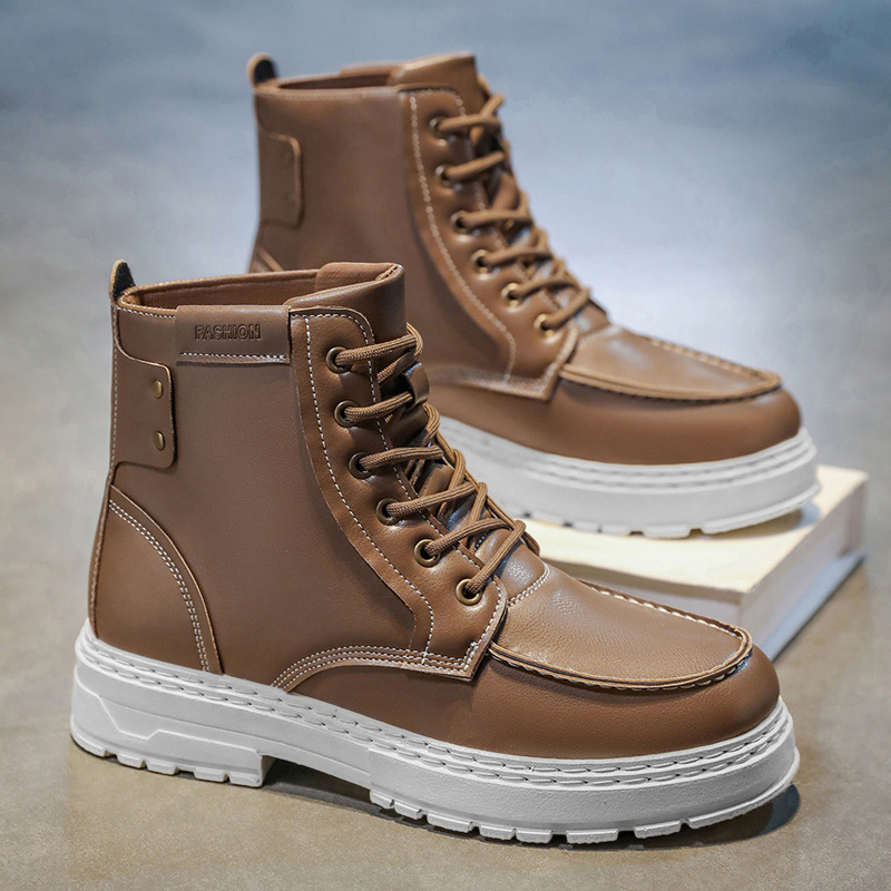 跨境大码男鞋2025秋冬新款潮男时尚机车靴男士高帮运动户外马丁靴
