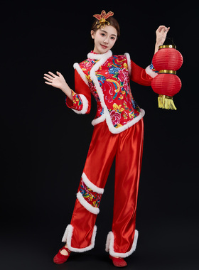 秧歌服女2025新款加棉加厚东北喜庆秧歌舞蹈服扇子舞打鼓演出服冬