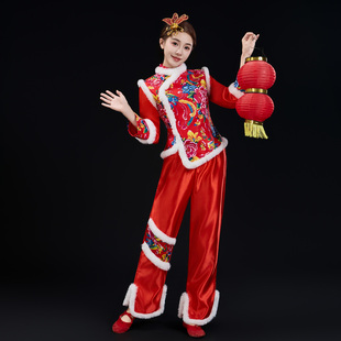 秧歌服女2026新款加棉加厚东北喜庆秧歌舞蹈服扇子舞打鼓演出服冬