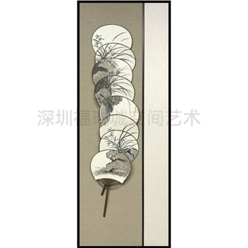 蒲团扇面手绘实物装饰画
