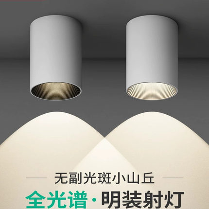 全光谱led明装射灯适配飞利浦芯片深藏COB显色指数98明装筒灯防眩