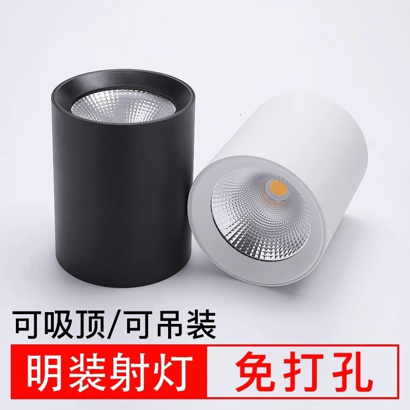 圆形明装筒灯适配飞利浦芯片店铺商场过道免开孔led工程吸顶射灯,家装灯饰光源,明装筒灯,淘宝优惠券,粉丝福利购,淘宝优惠卷