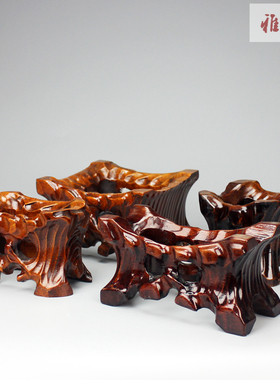 灵璧石泰山石挖槽底座实木托架奇石头不规则摆件整料凹槽木雕座子