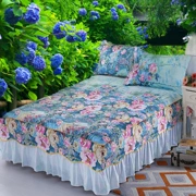 Váy ngủ cotton đơn mảnh 100% cotton twill sen lá ren váy trải giường bao gồm giường - Váy Petti