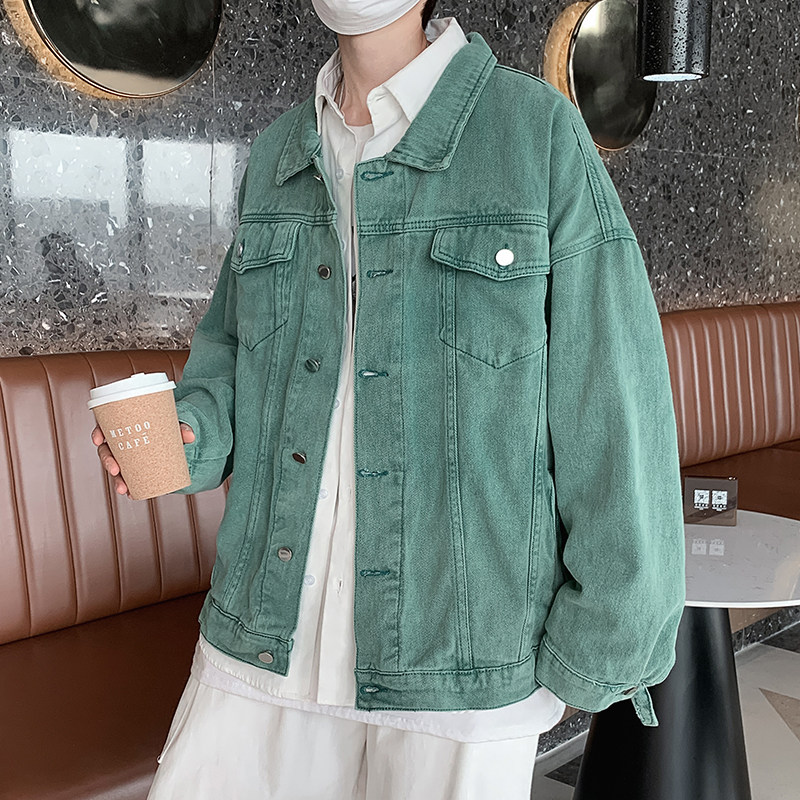 高街宽松美式复古男版牛仔外套春秋百搭小众设计感