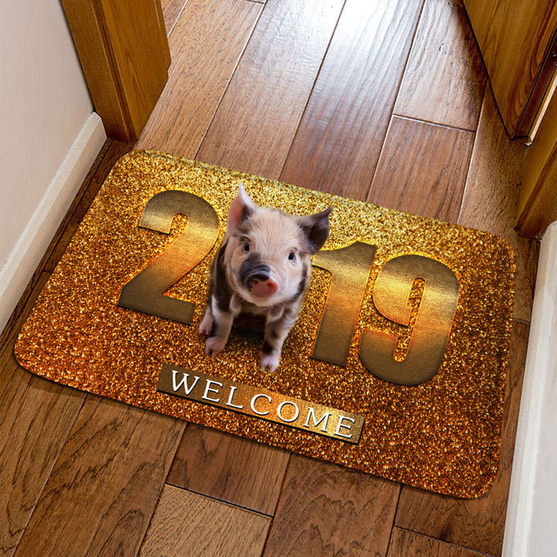 new year Jubilation Piggy The door Mat register and obtain a residence permit Vestibule carpet non-slip Doorway Cushion customizedin the Home Fabric , Mat  category - from Buy2taobao.com to provide professional Taobao agent buy service