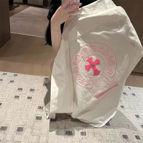 十字架贴皮马蹄刺绣衬衫女春夏