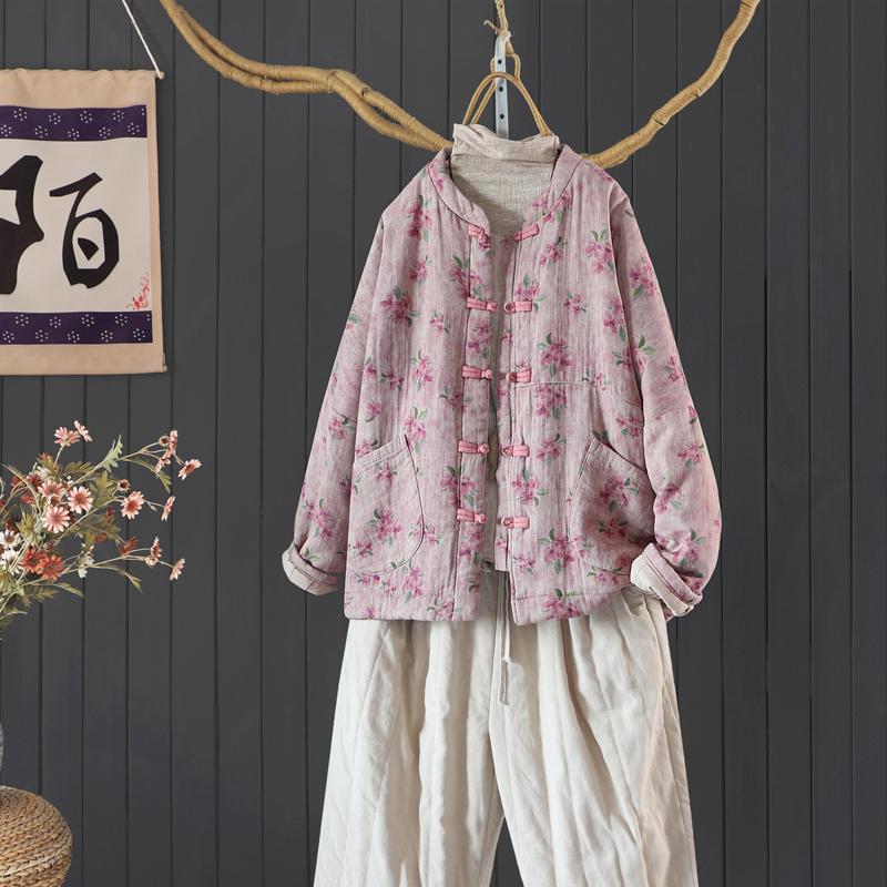 碎花印花棉衣棉服夾棉加厚外套女