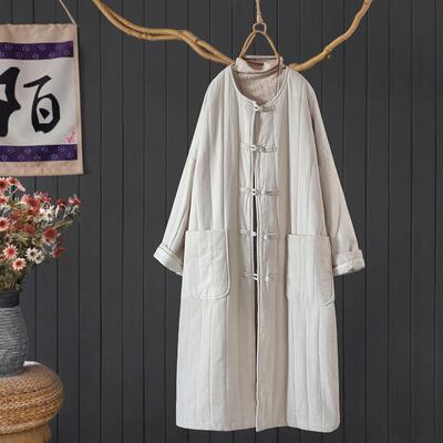 长款棉衣棉服复古盘扣宽松慵懒女