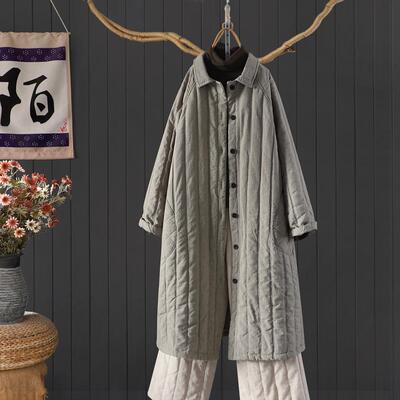 文艺复古中式盘扣棉衣大口袋拼接