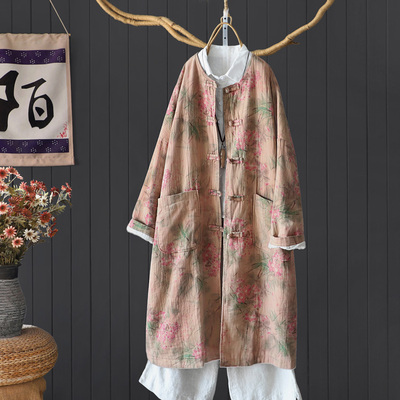 蝙蝠袖长款复古国风风衣袍子外套