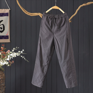 女宽松显瘦纯色棉裤 冬季 保暖长裤 哈伦小脚裤 通勤百搭100%棉夹棉款