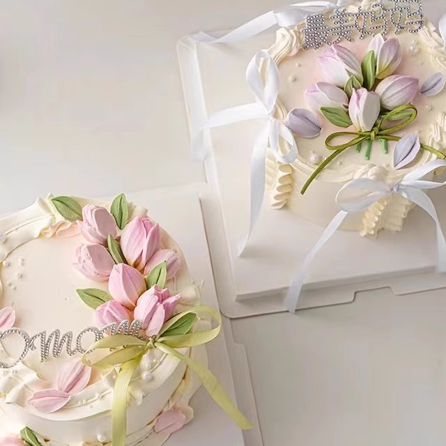 母亲节蛋糕装饰摆件网红刮刀花成品巧克力郁金香配件烘焙甜品套装