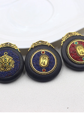 棉麻黑檀木纳福尼泊尔钥匙扣佛牌