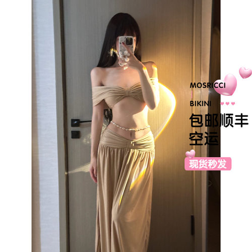 欧美度假沙滩长裙分体泳衣