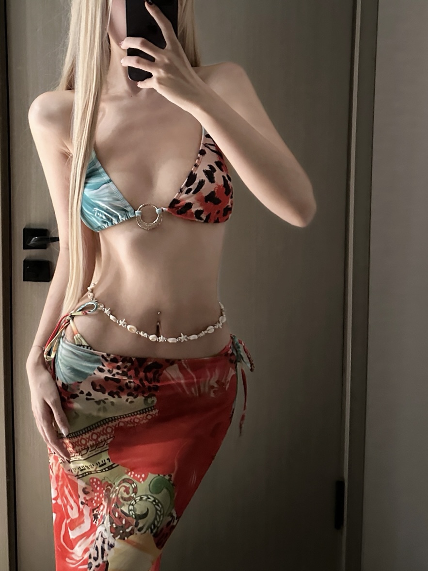 欧美泰国比基尼长裙三件套