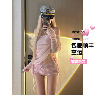 韩国设计师性感比基尼分体泳衣女纯欲风辣妹度假沙滩温泉宽松罩衫