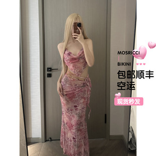 长裙沙滩度假ins花型性感比基尼分体泳衣女24新款 温泉高级感聚拢
