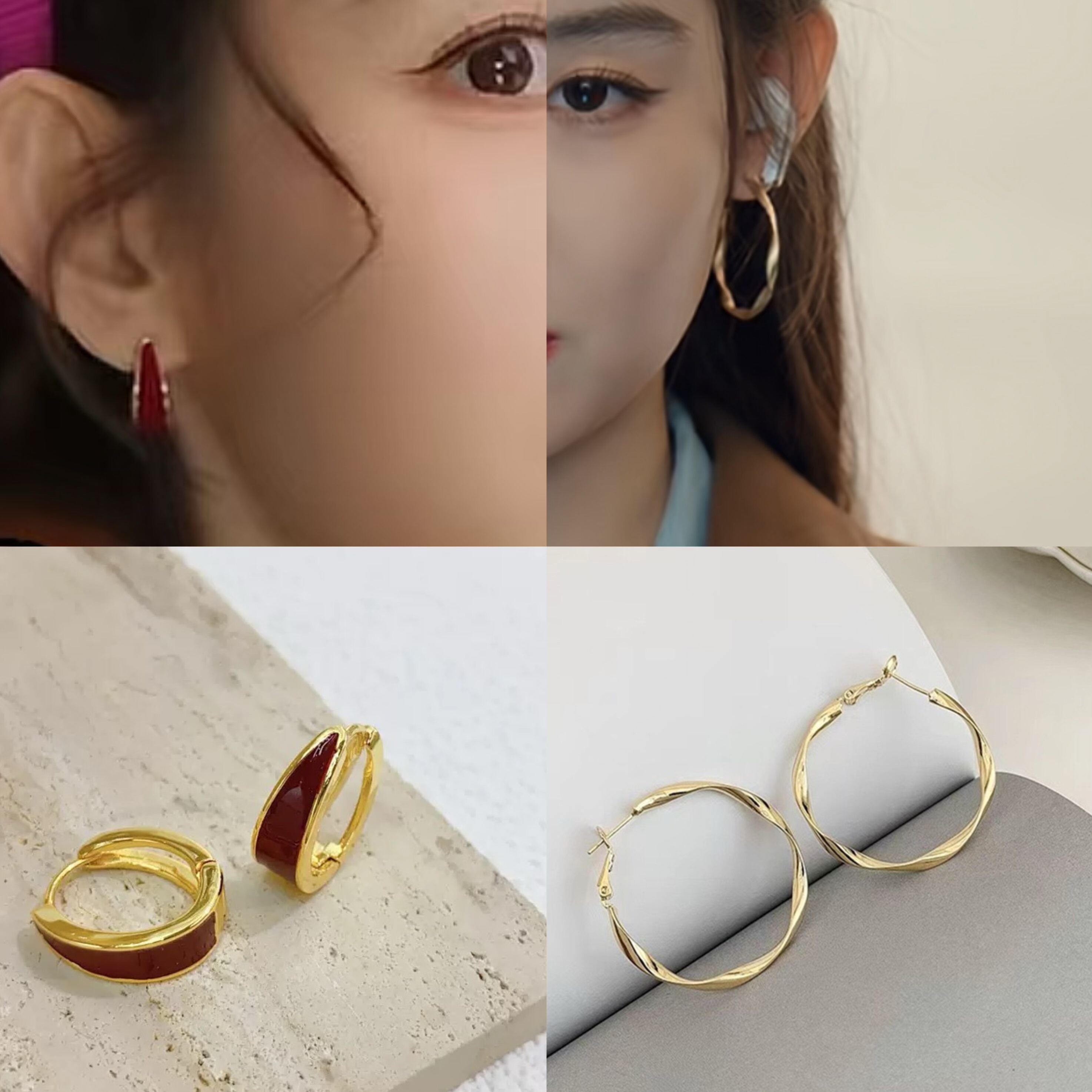 王玉雯林欢儿同款耳环女红色滴釉耳扣2026新款爆款扭纹大圆圈耳圈,饰品/流行首饰/时尚饰品新,耳环,淘宝优惠券,粉丝福利购,淘宝优惠卷