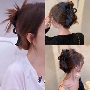 浪姐7李小冉同款发夹黑色蝴蝶结抓夹大号发抓后脑勺盘发鲨鱼夹子