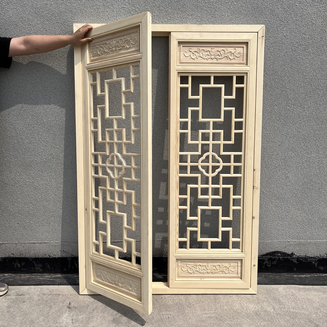 东阳木雕中式花格榆木实木花格门窗镂空木雕门窗仿古门窗定制定做