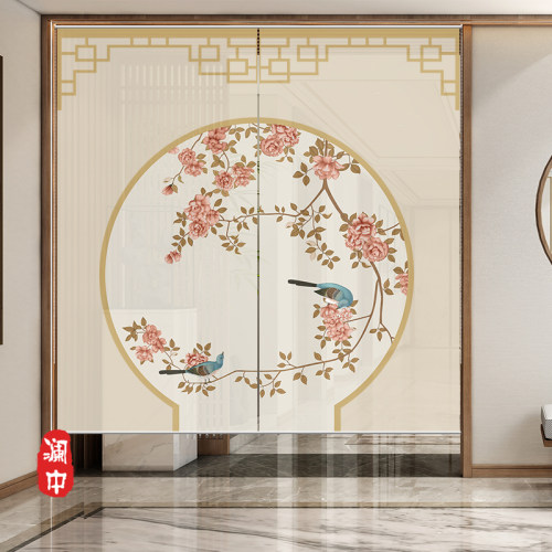 新中式卷帘窗帘升降屏风帘软隔断玄关遮挡装饰帘房间茶室门帘定i.