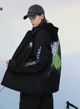 PCMY加厚秋冬刷漆棉服街头潮流