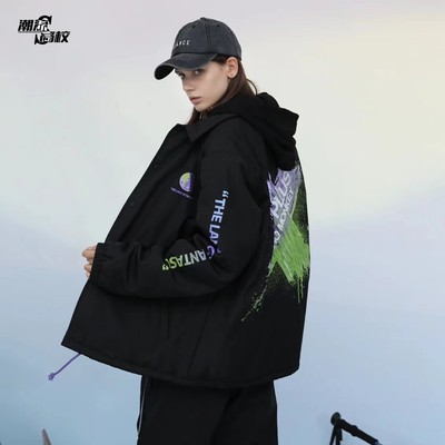 PCMY加厚秋冬刷漆棉服街头潮流