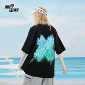 潮流高校SSURPLUS联名PCMY潮牌冰淇淋刷漆短袖 ins情侣男女宽松t恤