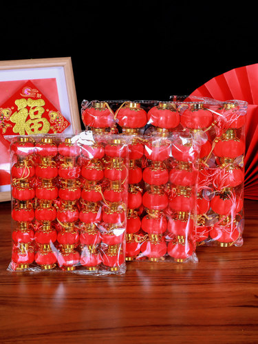 植绒全红小灯笼挂饰结婚乔迁防水