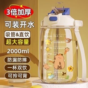 2000ml大容量水杯女生高颜值耐高温大肚杯子水壶户外便携顿顿桶