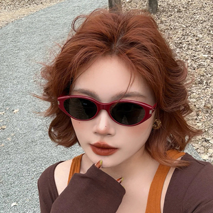 猫眼墨镜女款 安可拉红防紫外线太阳镜高级感方圆脸大显瘦 2025新款
