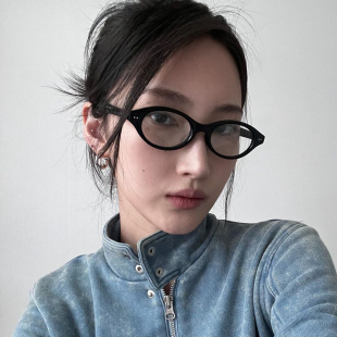 gm同款 时髦小椭圆知识分子素颜眼镜可配度数书呆子镜架女高度近视